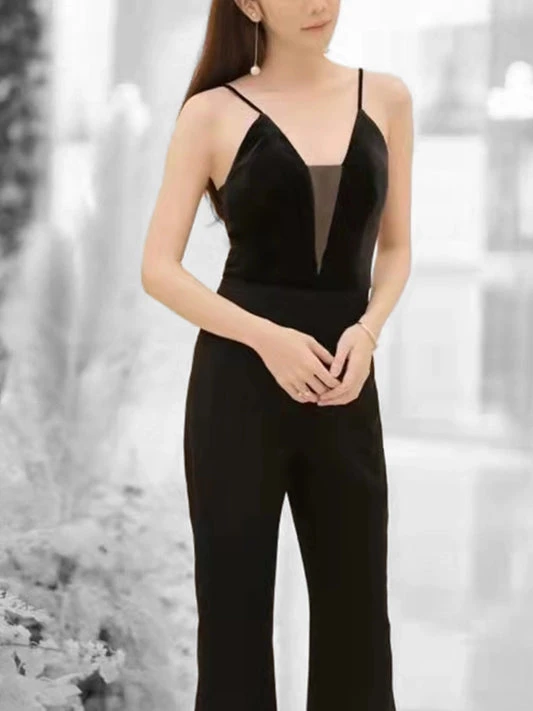 Black Sleeveless Long Jumpsuit