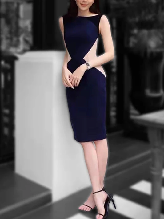 Blue Dress with Waist Details