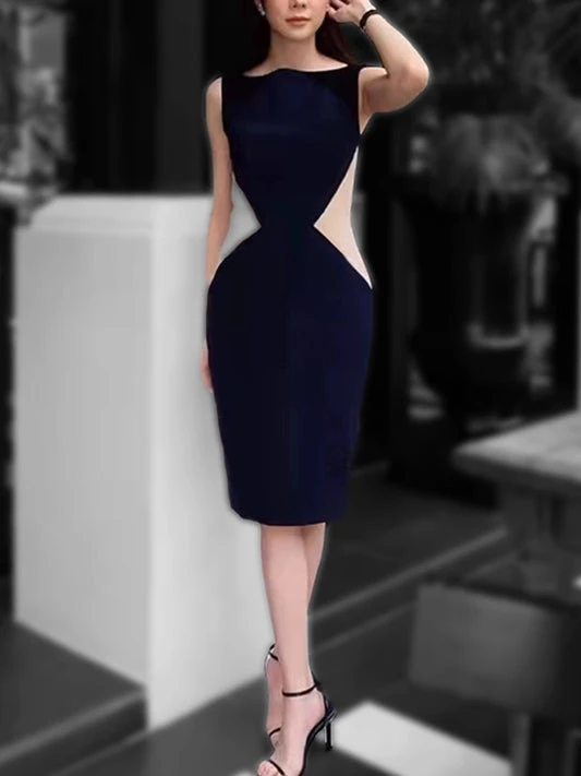 Blue Dress with Waist Details