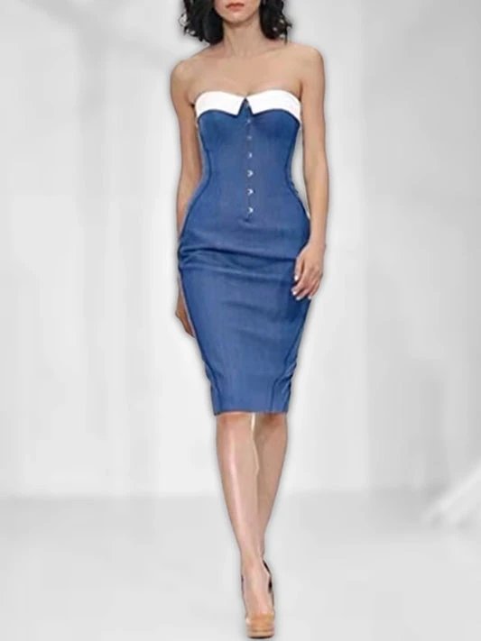 Blue Off-shoulder Dress
