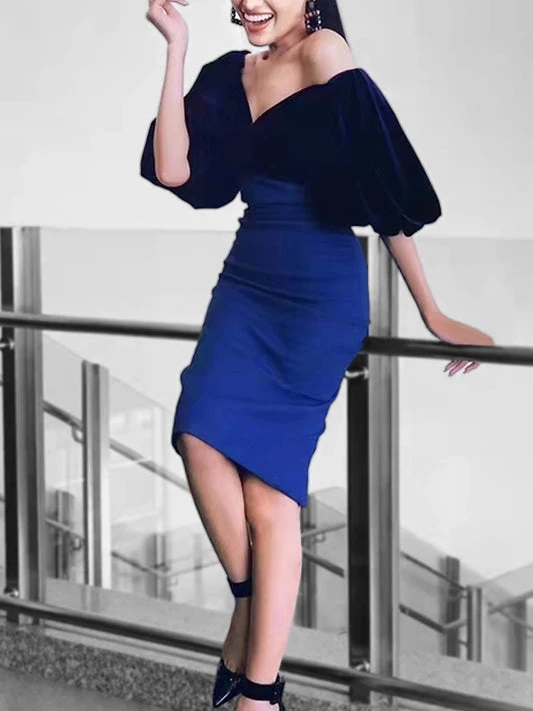 Blue Bodycon Midi Dress