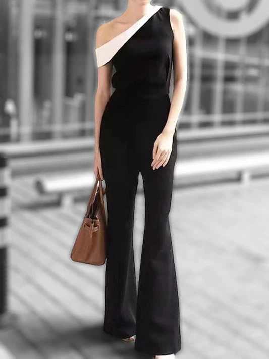 Black and White One-Shoulder Jumpsuit