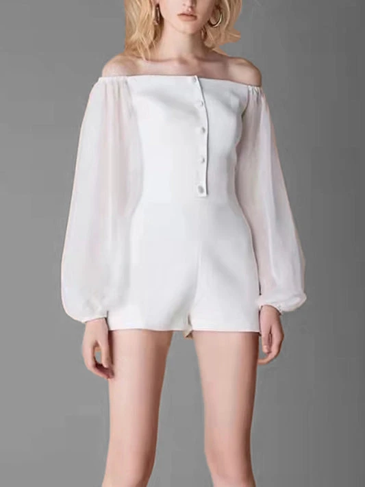 White Jumpsuit with Long Sleeves